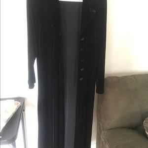 Black velvet long coat